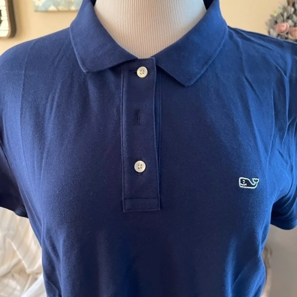 VINEYARD VINES Navy Blue Shortsleeve Polo Style‎ Shirt Whale Preppy Size LARGE - Picture 6 of 9